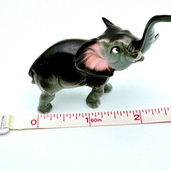 Vintage Hagen Renaker Ceramic Elephant Figurine Hand-Painted 3" Tall Gray & Pink - Picture 6 of 8